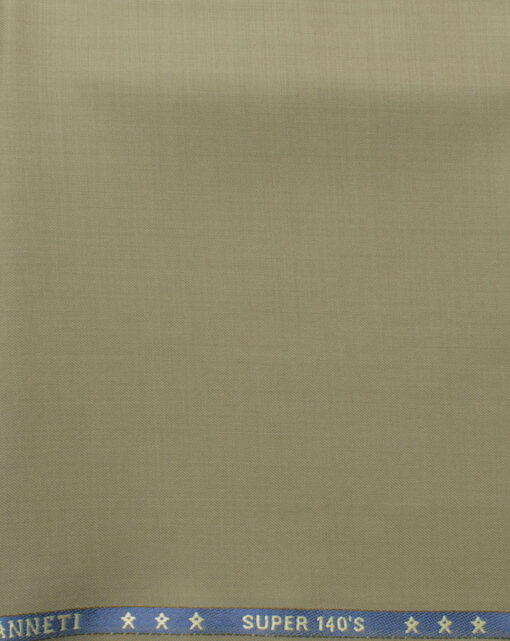 J.Hampstead Men's 60% Wool Solids Super 140's1.30 Meter Unstitched Trouser Fabric (Oat Beige)
