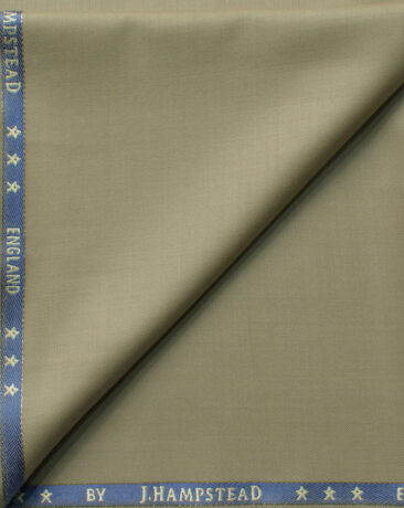 J.Hampstead Men's 60% Wool Solids Super 140's1.30 Meter Unstitched Trouser Fabric (Oat Beige)