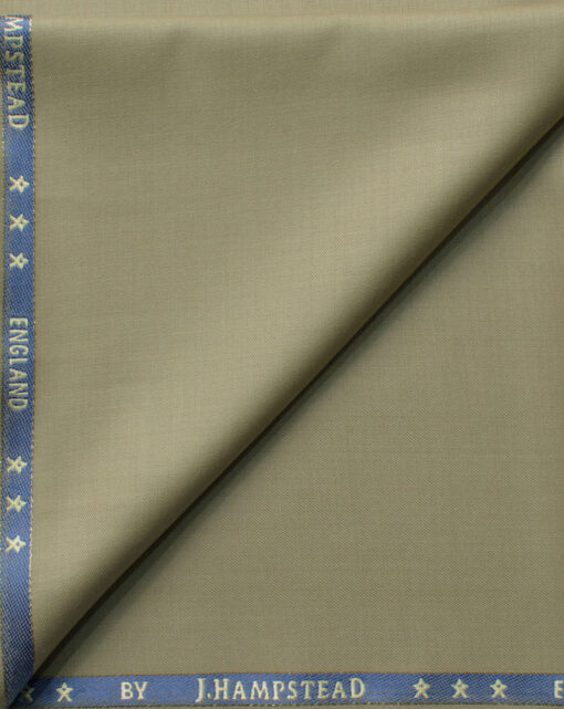 J.Hampstead Men's 60% Wool Solids Super 140's1.30 Meter Unstitched Trouser Fabric (Oat Beige)
