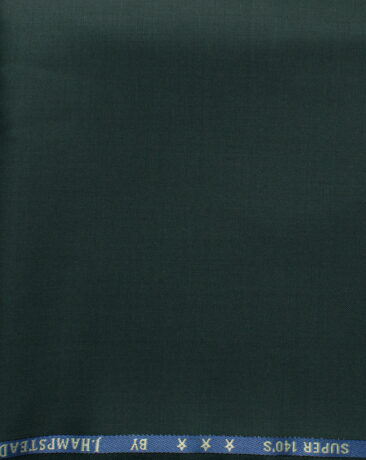 J.Hampstead Men's 60% Wool Solids Super 140's1.30 Meter Unstitched Trouser Fabric (Dark Pine Green)