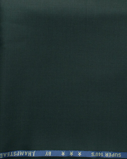 J.Hampstead Men's 60% Wool Solids Super 140's1.30 Meter Unstitched Trouser Fabric (Dark Pine Green)