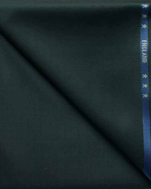 J.Hampstead Men's 60% Wool Solids Super 140's1.30 Meter Unstitched Trouser Fabric (Dark Pine Green)
