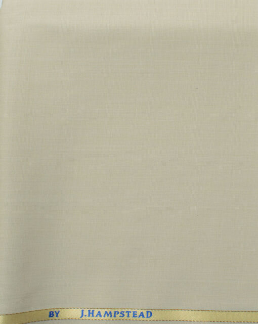 J.Hampstead Men's 60% Wool Self Design Super 130's1.30 Meter Unstitched Trouser Fabric (Cream)