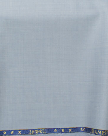 J.Hampstead Men's 60% Wool Self Design Super 140's1.30 Meter Unstitched Trouser Fabric (Sky Blue)