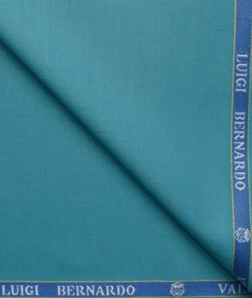 Luigi Bernardo Men's High Twisted Terry Rayon Solids 3.75 Meter Unstitched Suiting Fabric (Teal Blue)