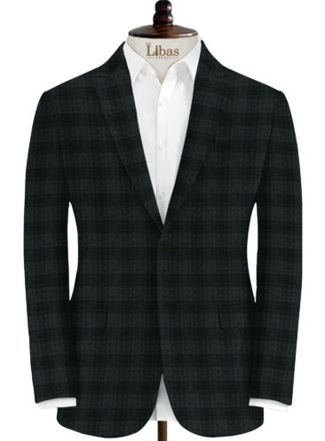 Modella Men's Acrylic Checks 2.25 Meter Unstitched Faux Tweed Jacketing & Blazer Fabric (Black & Grey)