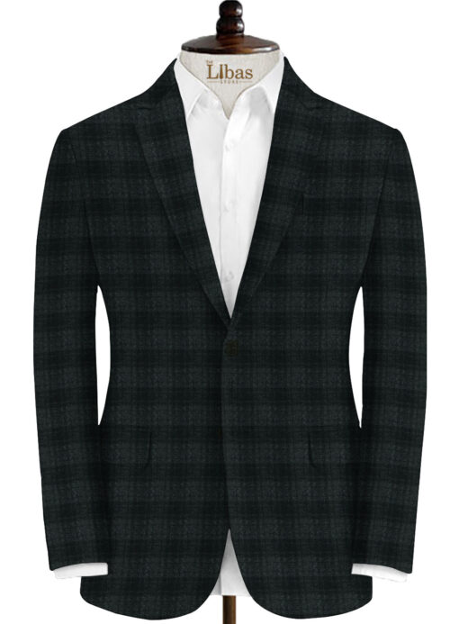 Modella Men's Acrylic Checks 2.25 Meter Unstitched Faux Tweed Jacketing & Blazer Fabric (Black & Grey)