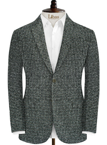 Modella Men's Acrylic Self Design 2.25 Meter Unstitched Faux Tweed Jacketing & Blazer Fabric (Black & White)
