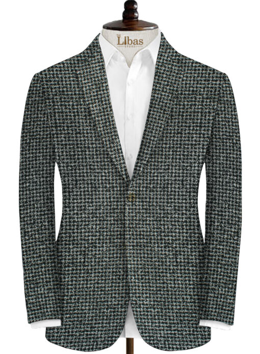 Modella Men's Acrylic Self Design 2.25 Meter Unstitched Faux Tweed Jacketing & Blazer Fabric (Black & White)