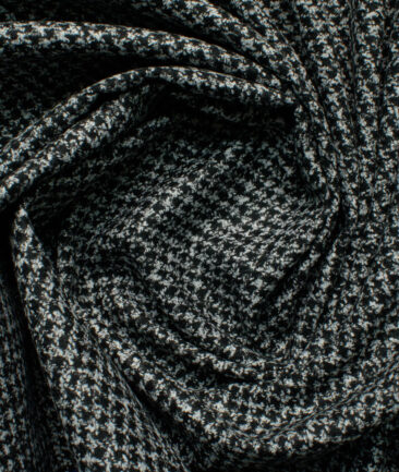 Modella Men's Acrylic Self Design 2.25 Meter Unstitched Faux Tweed Jacketing & Blazer Fabric (Black & White)