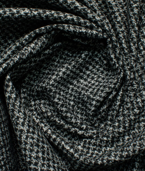 Modella Men's Acrylic Self Design 2.25 Meter Unstitched Faux Tweed Jacketing & Blazer Fabric (Black & White)