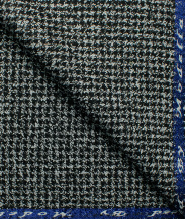 Modella Men's Acrylic Self Design 2.25 Meter Unstitched Faux Tweed Jacketing & Blazer Fabric (Black & White)