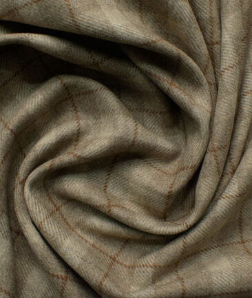 Modella Men's Acrylic Checks 2.25 Meter Unstitched Faux Tweed Jacketing & Blazer Fabric (Light Brown)
