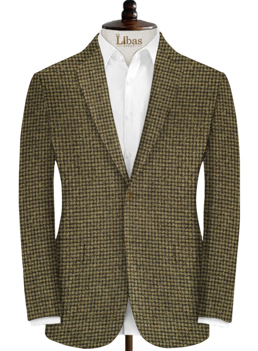 Modella Men's Acrylic Self Design 2.25 Meter Unstitched Faux Tweed Jacketing & Blazer Fabric (Dark Brown & Beige)