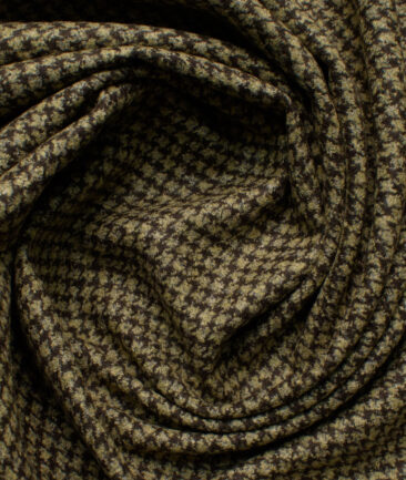 Modella Men's Acrylic Self Design 2.25 Meter Unstitched Faux Tweed Jacketing & Blazer Fabric (Dark Brown & Beige)