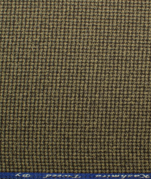 Modella Men's Acrylic Self Design 2.25 Meter Unstitched Faux Tweed Jacketing & Blazer Fabric (Dark Brown & Beige)