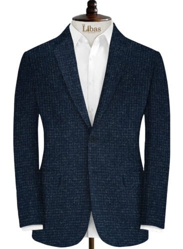 Modella Men's Acrylic Self Design 2.25 Meter Unstitched Faux Tweed Jacketing & Blazer Fabric (Dark Royal Blue)