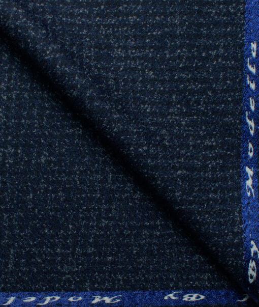 Modella Men's Acrylic Self Design 2.25 Meter Unstitched Faux Tweed Jacketing & Blazer Fabric (Dark Royal Blue)