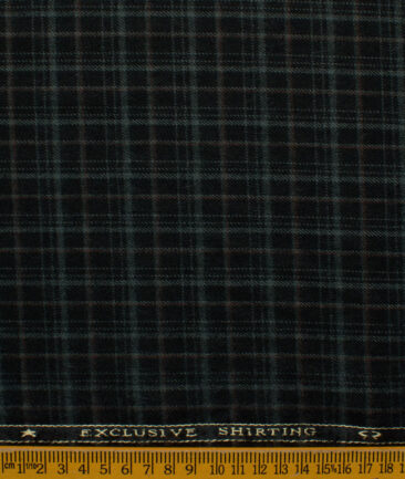 Ocm Men's Acrylic Wool Checks 2.25 Meter Unstitched Shirting Fabric (Black & Grey)