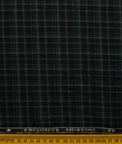 Ocm Men's Acrylic Wool Checks 2.25 Meter Unstitched Shirting Fabric (Black & Grey)