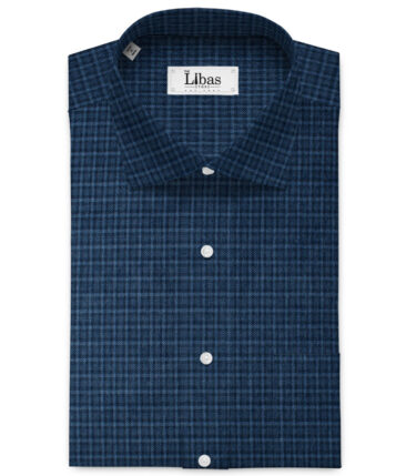 Ocm Men's Acrylic Wool Checks 2.25 Meter Unstitched Shirting Fabric (Blue)