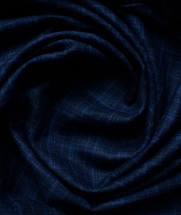 Ocm Men's Acrylic Wool Checks 2.25 Meter Unstitched Shirting Fabric (Dark Royal Blue)