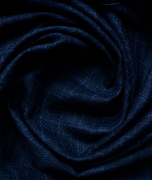 Ocm Men's Acrylic Wool Checks 2.25 Meter Unstitched Shirting Fabric (Dark Royal Blue)
