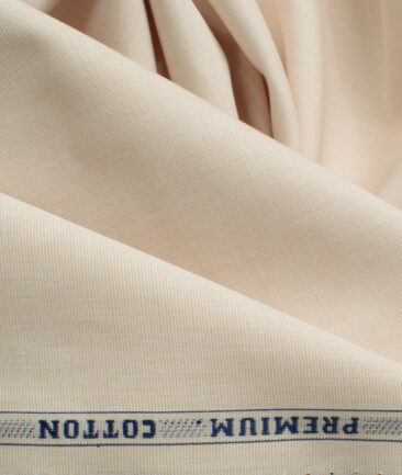 Raymond Men's Premium Cotton Solids 2.25 Meter Unstitched Shirting Fabric (Egg Nog Beige)