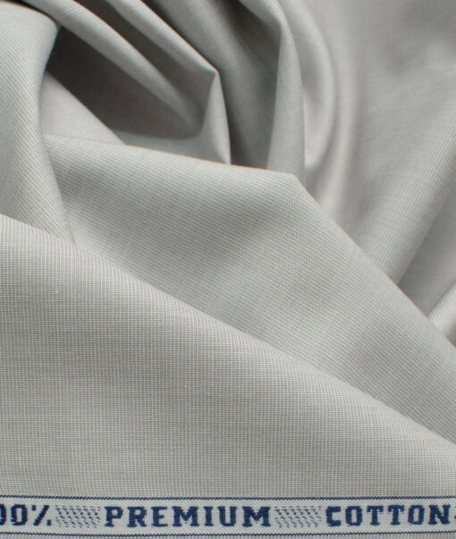 Raymond Men's Premium Cotton Solids 2.25 Meter Unstitched Shirting Fabric (Light Grey)