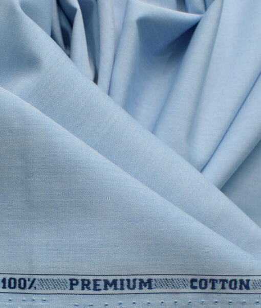 Raymond Men's Premium Cotton Solids 2.25 Meter Unstitched Shirting Fabric (Light Blue)