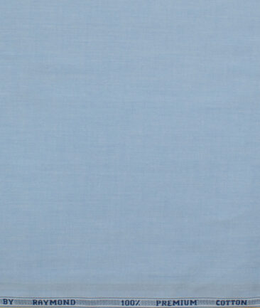 Raymond Men's Premium Cotton Solids 2.25 Meter Unstitched Shirting Fabric (Light Blue)