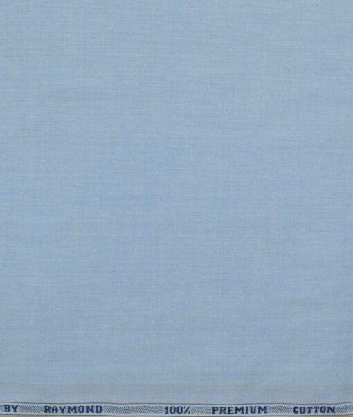 Raymond Men's Premium Cotton Solids 2.25 Meter Unstitched Shirting Fabric (Light Blue)