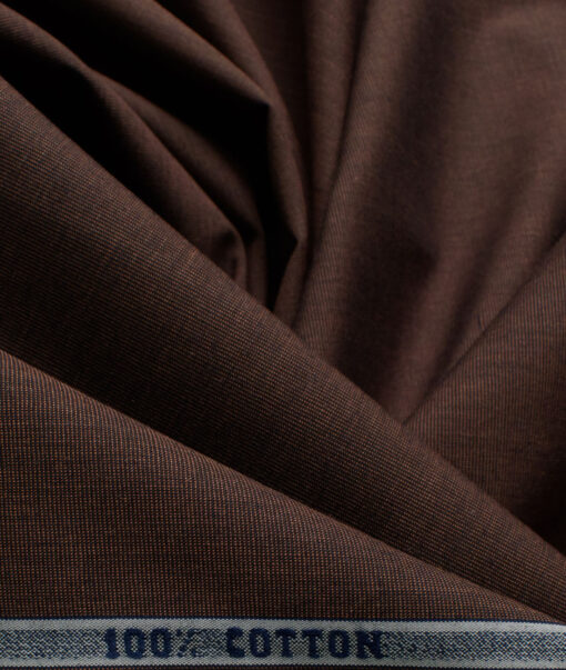Raymond Men's Premium Cotton Solids 2.25 Meter Unstitched Shirting Fabric (Umber Brown)