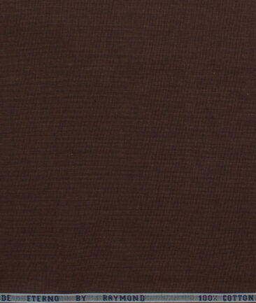 Raymond Men's Premium Cotton Solids 2.25 Meter Unstitched Shirting Fabric (Umber Brown)