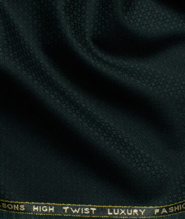 Spaadaa Men's High Twisted Terry Rayon Structured 3.75 Meter Unstitched Suiting Fabric (Green)