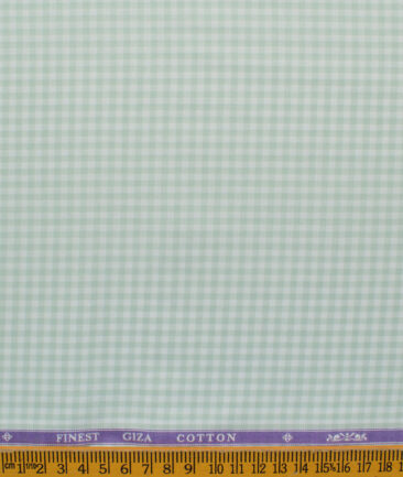 Soktas Men's Giza Cotton Checks 2.25 Meter Unstitched Shirting Fabric (White & Green)