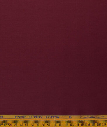 Soktas Men's Luxury Cotton Solids 2.25 Meter Unstitched Shirting Fabric (Maroon Red)