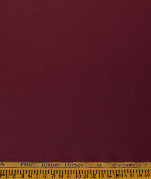 Soktas Men's Luxury Cotton Solids 2.25 Meter Unstitched Shirting Fabric (Maroon Red)