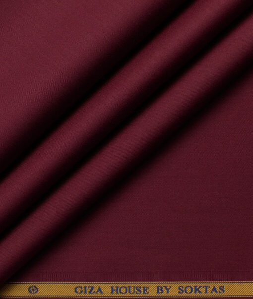 Soktas Men's Luxury Cotton Solids 2.25 Meter Unstitched Shirting Fabric (Maroon Red)
