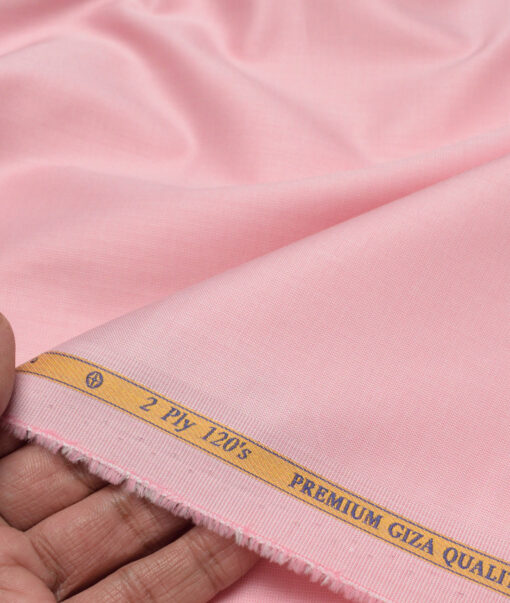 Soktas Men's 120/2 Giza Cotton Structured  Unstitched Shirting Fabric (Crepe Pink) - Image 2