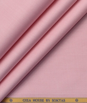 Soktas Men's 120/2 Giza Cotton Stuctured 2.25 Meter Unstitched Shirting Fabric (Crepe Pink)