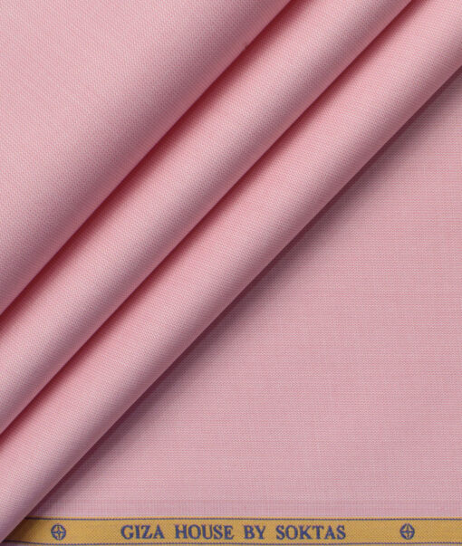 Soktas Men's 120/2 Giza Cotton Stuctured 2.25 Meter Unstitched Shirting Fabric (Crepe Pink)