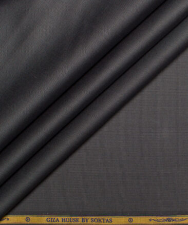 Soktas Men's 120/2 Giza Cotton Stuctured 2.25 Meter Unstitched Shirting Fabric (Dark Grey)