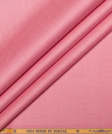 Soktas Men's 120/2 Giza Cotton Stuctured 2.25 Meter Unstitched Shirting Fabric (Rose Pink)