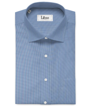 Soktas Men's 120/2 Giza Cotton Stuctured 2.25 Meter Unstitched Shirting Fabric (Sky Blue)