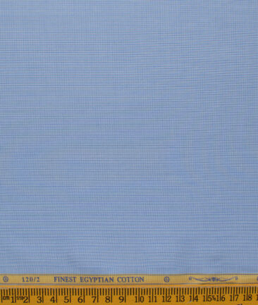 Soktas Men's 120/2 Giza Cotton Stuctured 2.25 Meter Unstitched Shirting Fabric (Sky Blue)