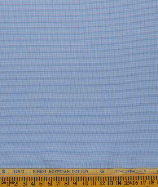 Soktas Men's 120/2 Giza Cotton Stuctured 2.25 Meter Unstitched Shirting Fabric (Sky Blue)