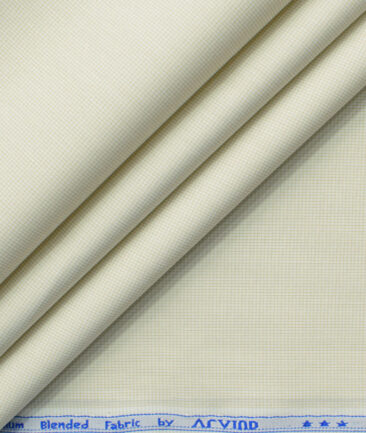 Arvind Men's Cotton Blend Wrinkle Free Self Design 2.25 Meter Unstitched Shirting Fabric (Beige)