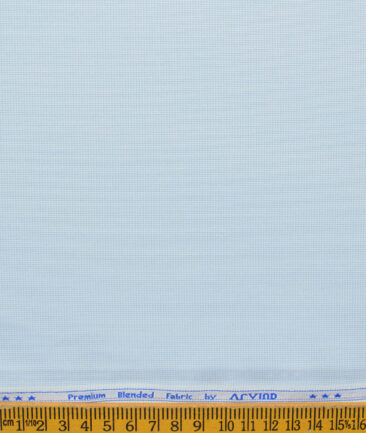 Arvind Men's Cotton Blend Wrinkle Free Self Design 2.25 Meter Unstitched Shirting Fabric (Light Blue)