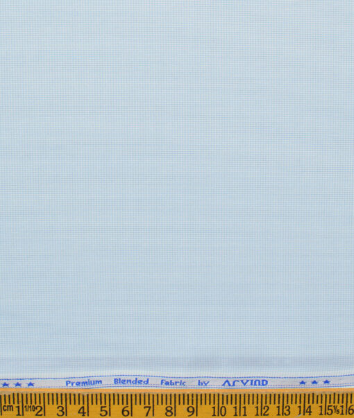 Arvind Men's Cotton Blend Wrinkle Free Self Design 2.25 Meter Unstitched Shirting Fabric (Light Blue)